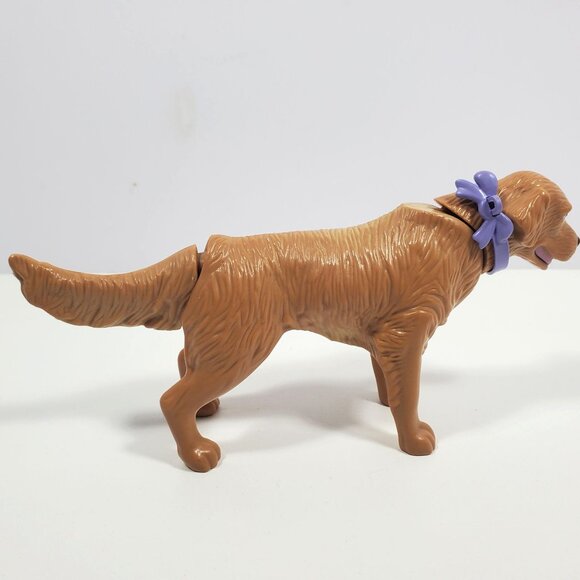 Barbie Golden Retriever Dog 7" With Purple Bow Yellow Brown - Picture 2 of 16